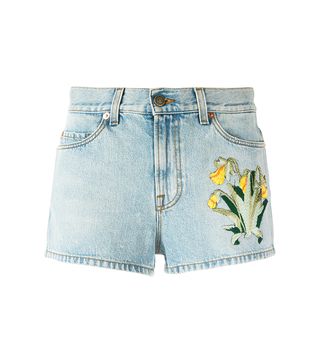 Gucci + Embroidered Denim Shorts