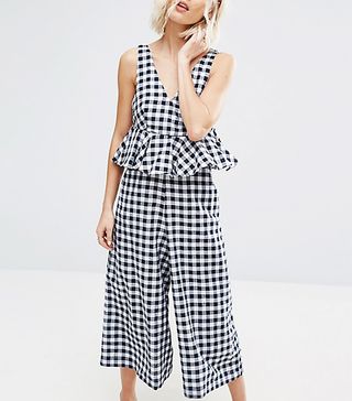 Lost Ink + Frill Jumpsuit in Gingham