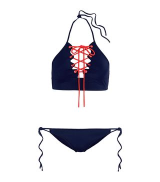 Jonathan Simkhai + Lace-Up Halterneck Bikini