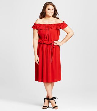 Who What Wear + Plus Size Bardot Midi Dress