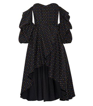 Caroline Constas + Jia-Jia Off-the-Shoulder Wrap-Effect Swiss-Dot Cotton Mini Dress