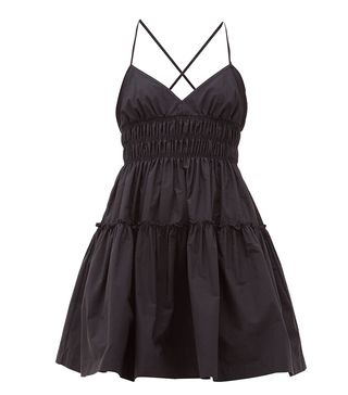 Three Graces London + Mia Ruched Cotton-Poplin Mini Dress