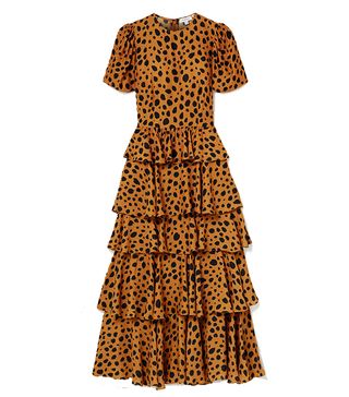 Rhode + Serena Tiered Animal-Print Crepe Maxi Dress