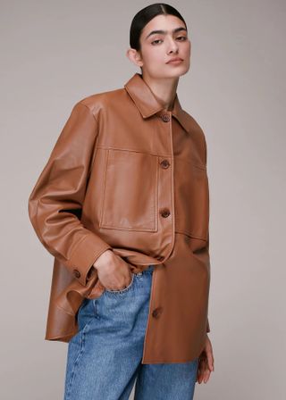 Whistles + Cady Leather Jacket Overshirt