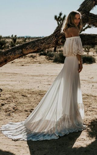 Daughters of Simone + Lu Off-the-Shoulder Gown
