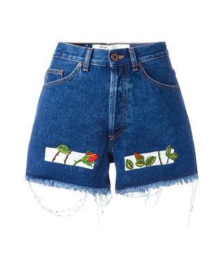 Off-White + Embroidered Denim Shorts