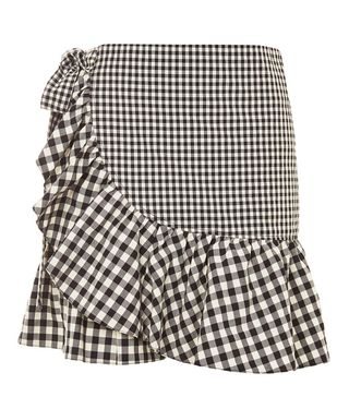 Topshop + Gingham Frill Wrap Mini Skirt
