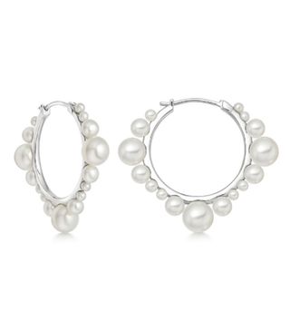 Links of London + Orbs Pearl & Sterling Silver Small Hoop Earrings