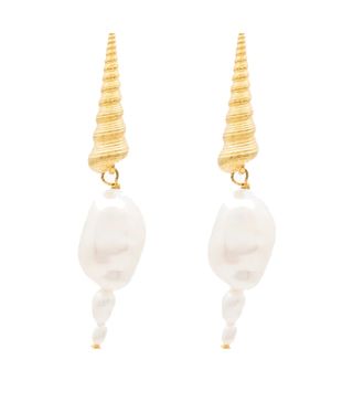 Anni Lu + Shell 18K Gold-Plated Pearl Drop Earring