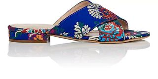 Barneys New York + Floral Satin Brocade Slide Sandals