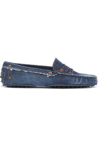 Tod's + Gommino Distressed Denim Loafers