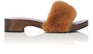 Barneys New York + Mink Fur Clog Sandals