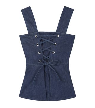 See by Chloé + Lace-Up Denim Peplum Top