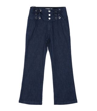 See by Chloé + Cropped Lace-Up High-Rise Flared Jeans