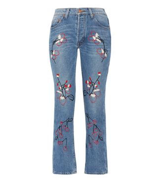 Bliss and Mischief + Sweet Jam Embroidered High-Rise Straight-Leg Jeans