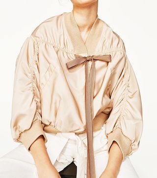 Zara + Studio Cropped Bomber Jacket with Full Sleeves