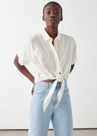 & Other Stories + Front Tie Linen Blouse