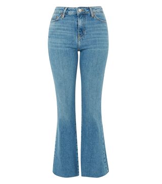 Topshop + Mid-Blue Dree Cropped Jeans
