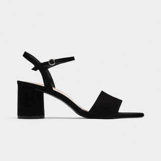 Zara + Faux Patent Leather Block Heel Sandals
