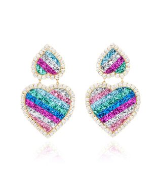 Shourouk + Marylin Glittered Enamel Swarovski Crystal Clip Earrings