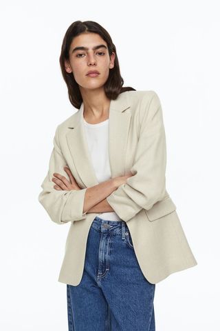 H&M + Gathered-Sleeve Jacket