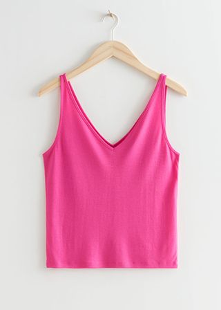 & Other Stories + Ribbed V-Neck Top