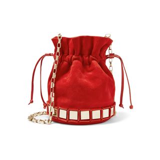 Tomasini + Lucille Embellished Suede Bucket Bag