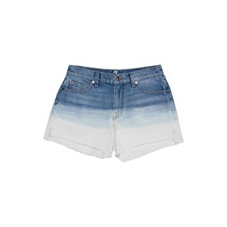 7 for All Mankind + High Waist Short with Step Hem in Ocean Breeze