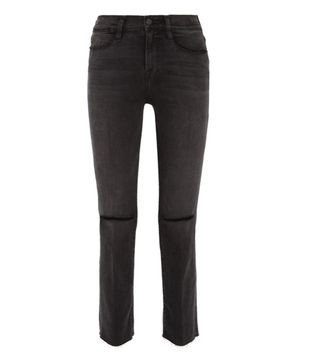 Frame + Le High Distressed Mid-Rise Straight-Leg Jeans