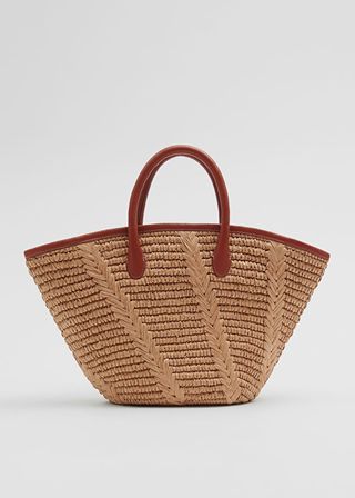 & Other Stories + Leather-Trimmed Straw Tote