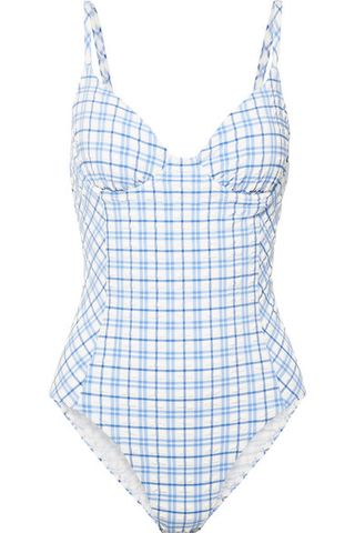 Tory Burch + Checked Seersucker Swimsuit