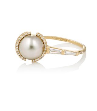 Monique Péan + White Diamonds and Tahitian Pearl Ring