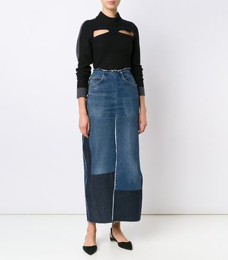 Tome + Long Denim Split Skirt