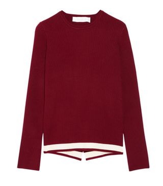 Victoria, Victoria Beckham + Wrap-Effect Ribbed Stretch-Knit Sweater