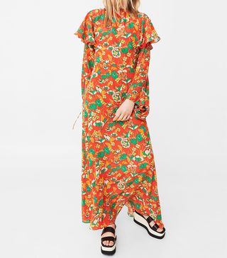 Mango + 100% Silk Flower Dress