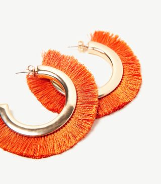 Zara + Fringed Hoop Earrings