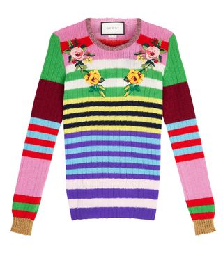 Gucci + Appliqué Striped Wool & Cashmere Sweater