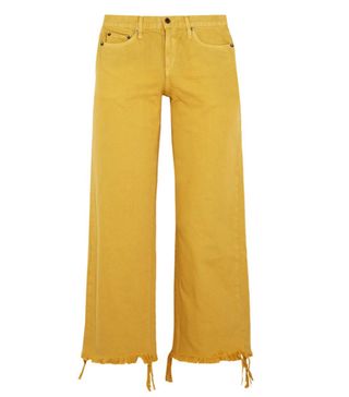 Simon Miller + Salado Cropped Frayed Low-Rise Wide-Leg Jeans