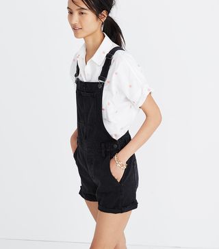 Madewell + Adirondack Short Overalls in Washed Black