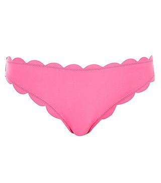 River Island + Pink Scallop Detail Bikini Bottoms