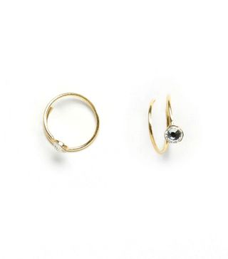 ASOS + Gold Plated Sterling Silver Crystal Through Hoop Earrings