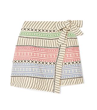 Dodo Bar Or + Striped Cotton-Gauze Wrap Mini Skirt