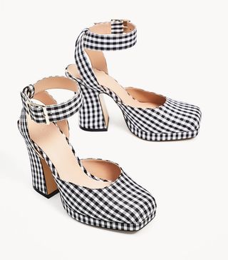 Zara + Gingham High Heel Platform Shoes