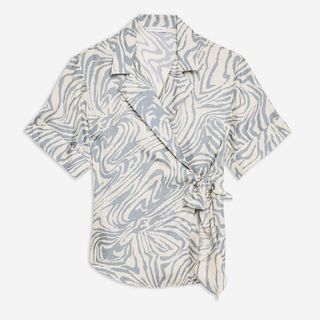 Topshop Boutique + Zebra Wrap Silk Shirt