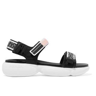 Prada + Cloudbust Logo-Embossed Rubber and Canvas Leather Sandals