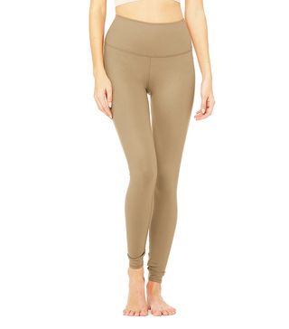 Alo + High-Waist Airbrush Leggings in Gravel Glossy