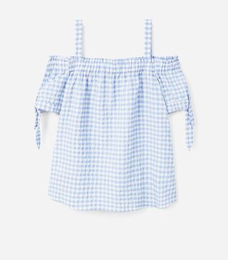 Violeta by Mango + Check Off-Shoulder Blouse