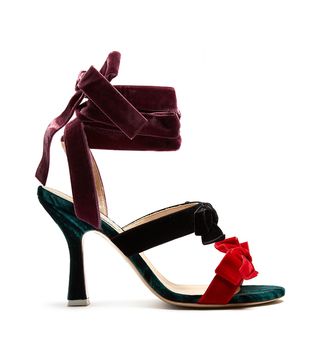 Attico + Diletta Bow-embellished Velvet Sandals