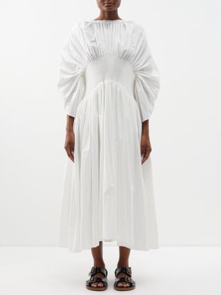 Renata Brenha + Bandonenon Ruched Cotton-Poplin Dress