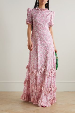 The Vampire's Wife + The Sky Rocket Tiered Floral-Print Silk-Trimmed Cotton Maxi Dress